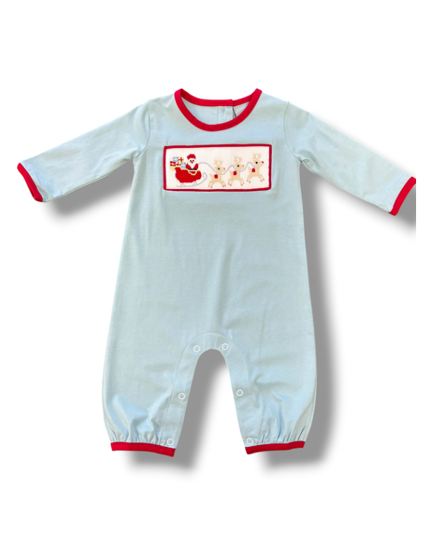 Santa's Coming Smocked Boys Romper