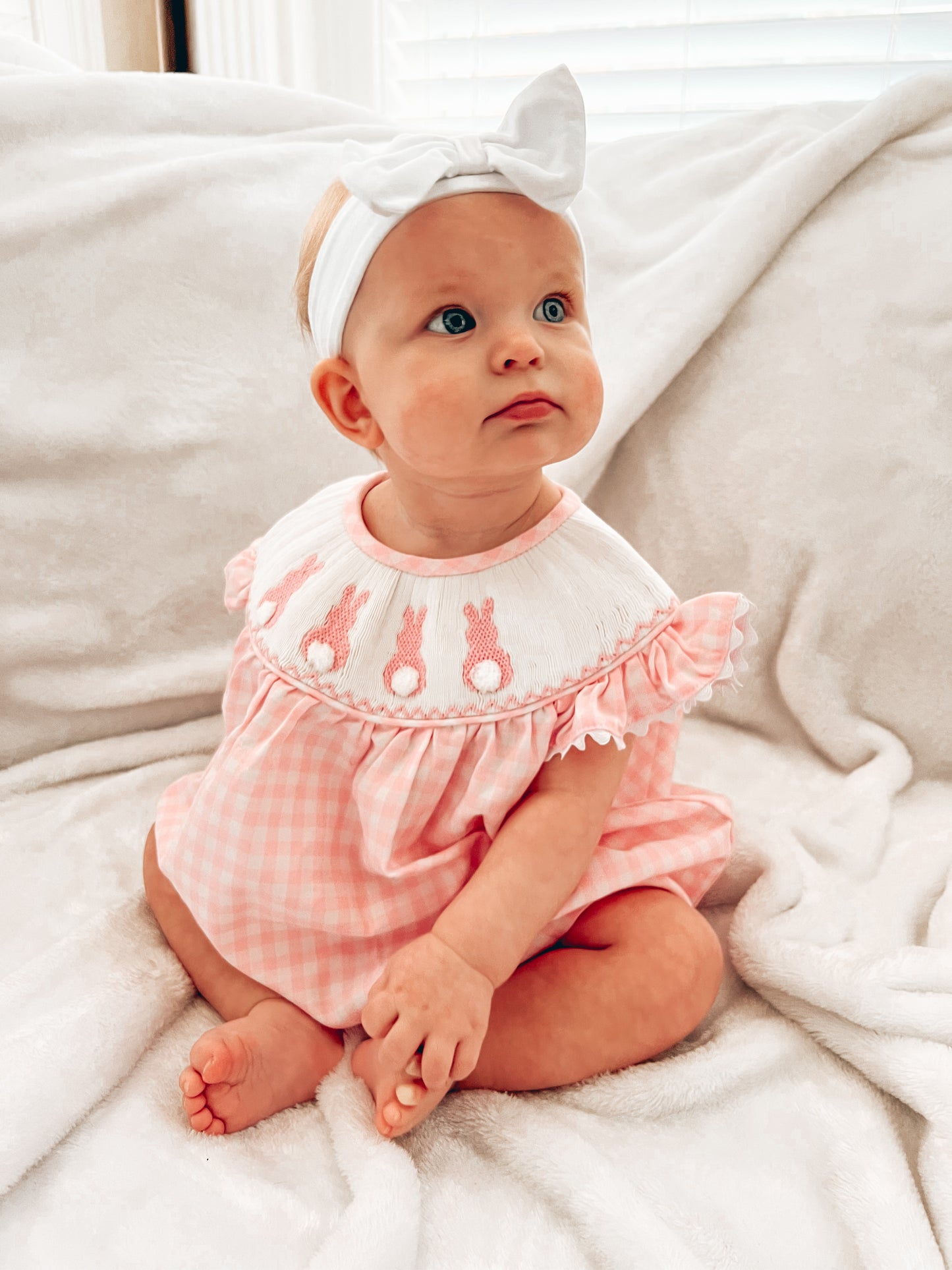 Girls Smocked Bunny Bloomer Set