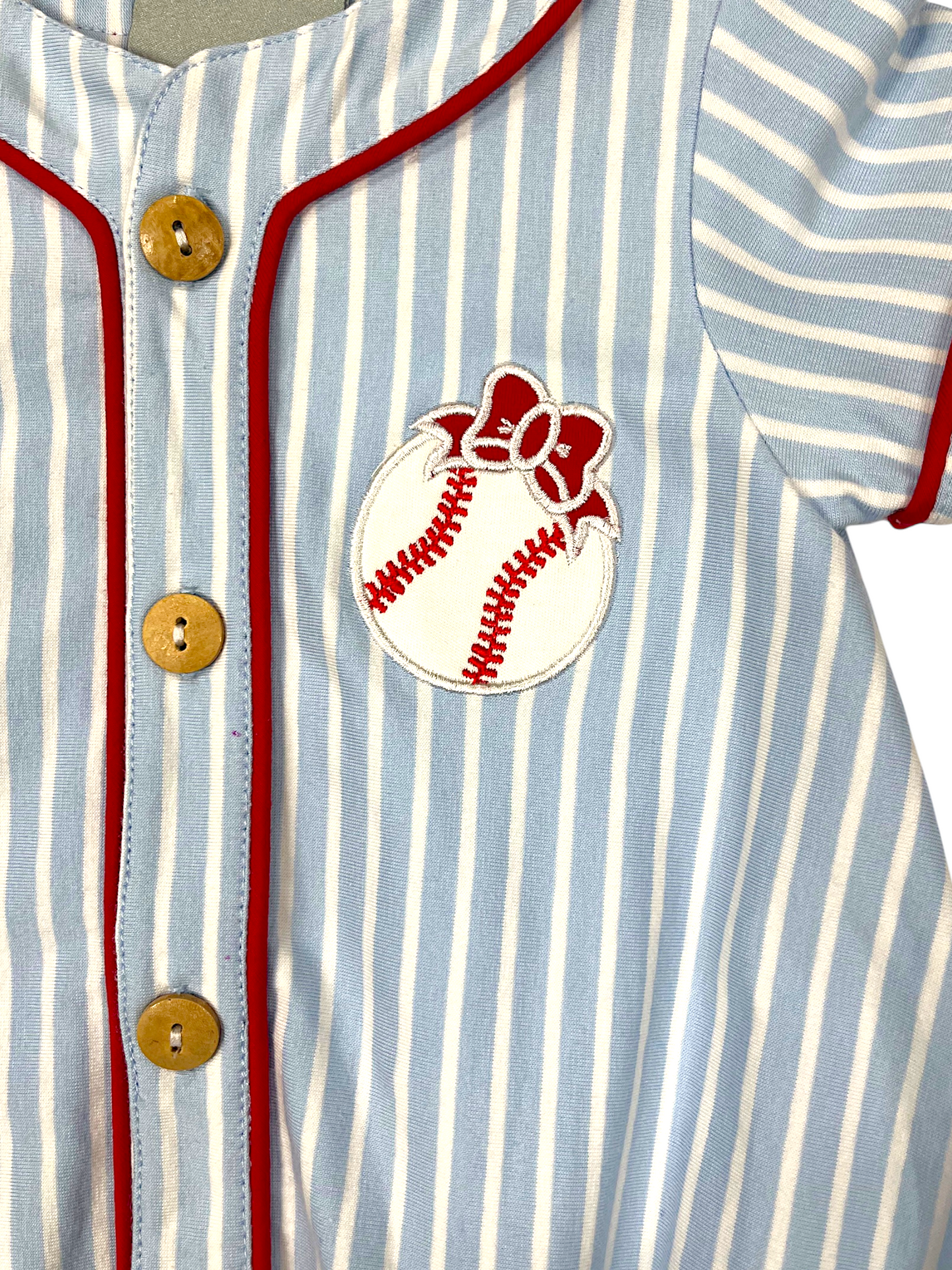 Baseball Applique Girls Bubble