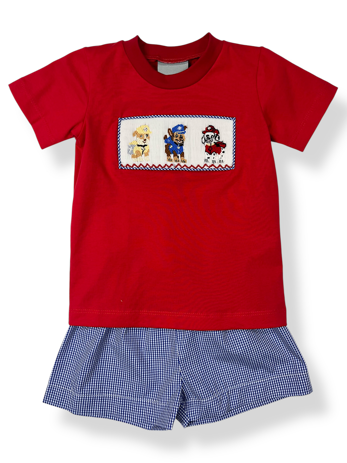 Puppy Patrol Smocked Short Set