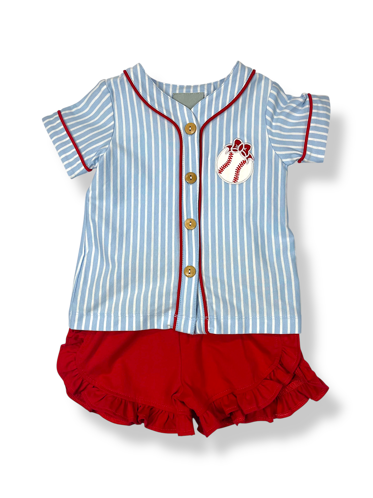 Baseball Applique Girls Short Set