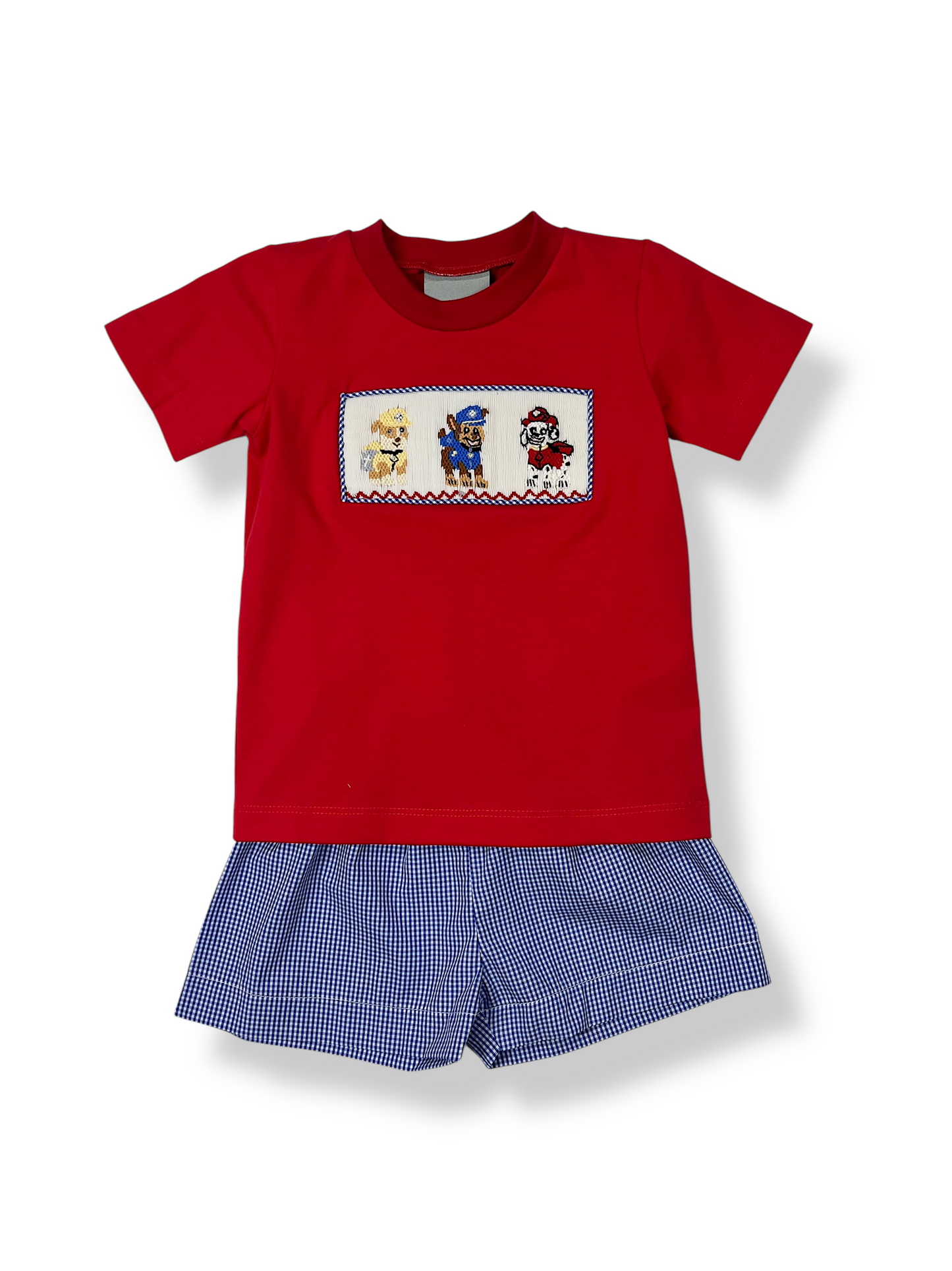 Puppy Patrol Smocked Short Set