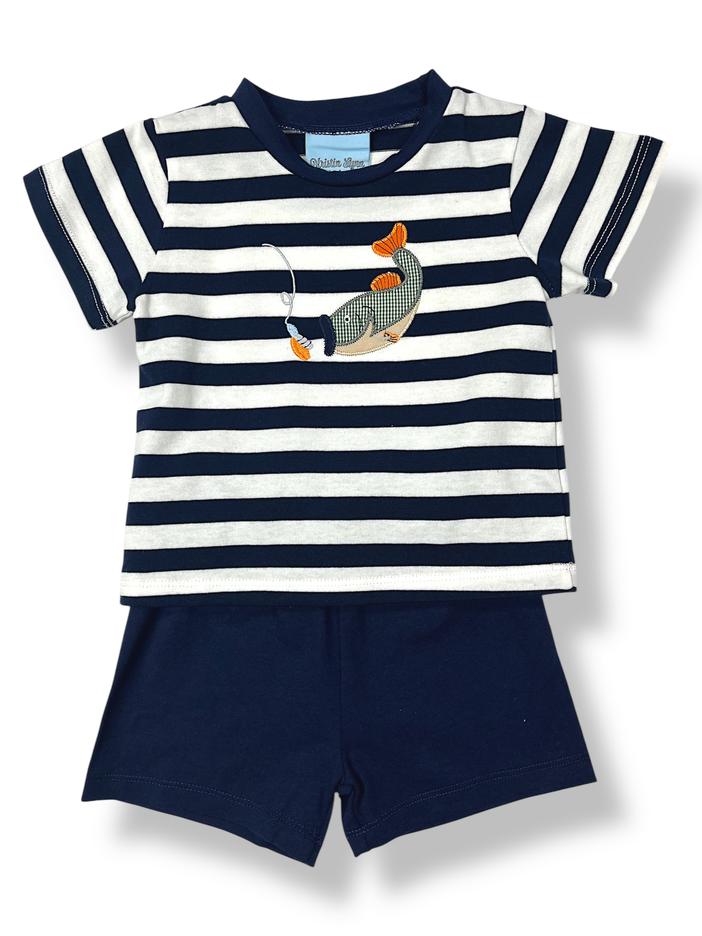 Bass Fish Boys Applique Short Set