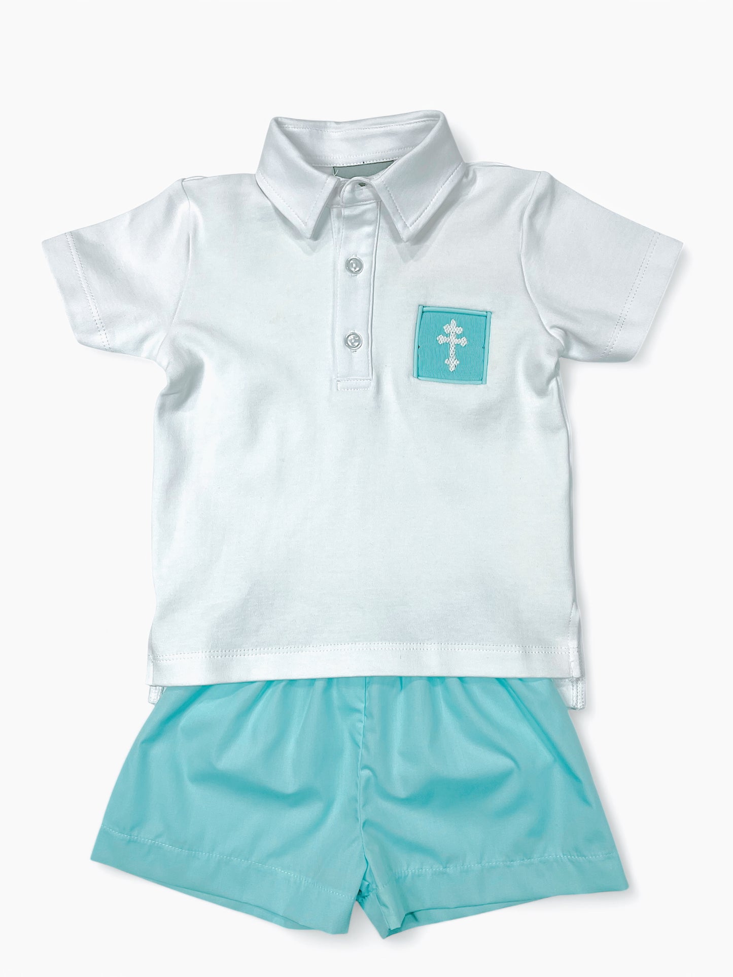 Boys Smocked Cross Polo Short Set
