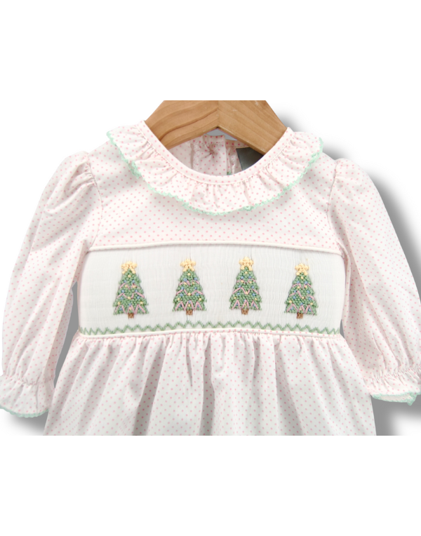 Christmas Tree Smocked Bloomer Set