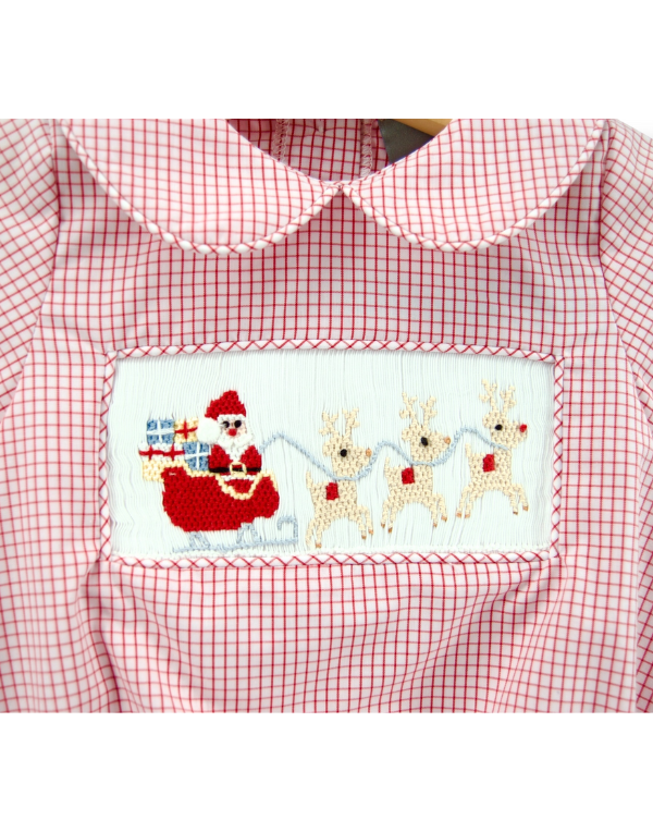 Santa's Coming Smocked Boys Bubble