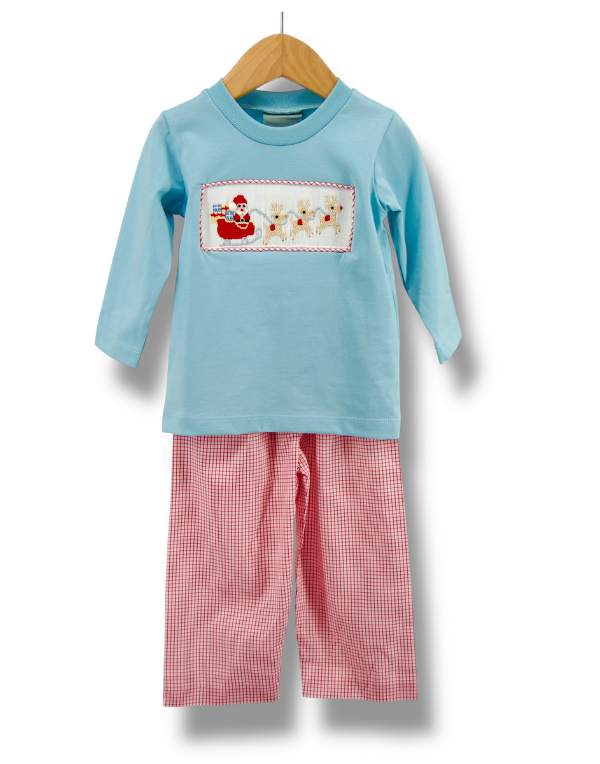 Santa's Coming Smocked Boys Pant Set