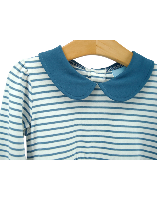 Skylar L/S Dress Blue and White