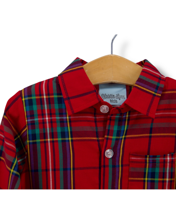 Red Plaid Boys Button Down Shirt