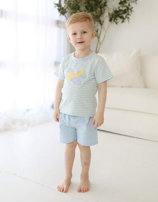 Airplane Applique Short Set