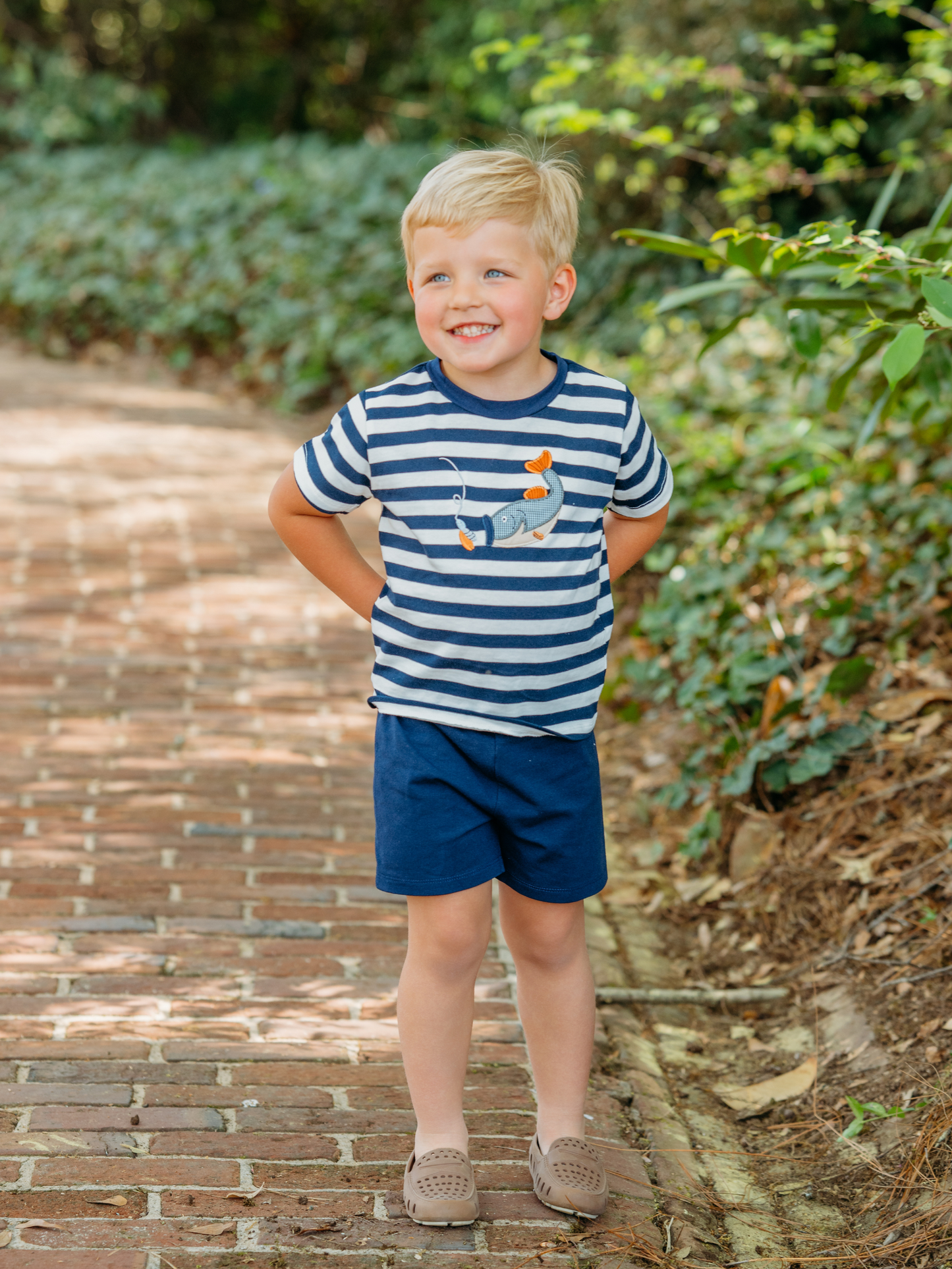 Bass Fish Boys Applique Short Set