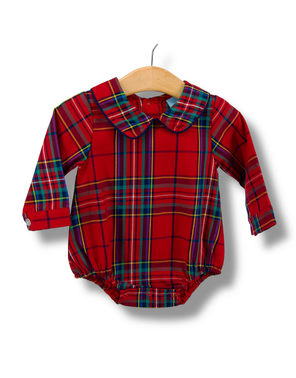 Red Plaid Boys Bubble