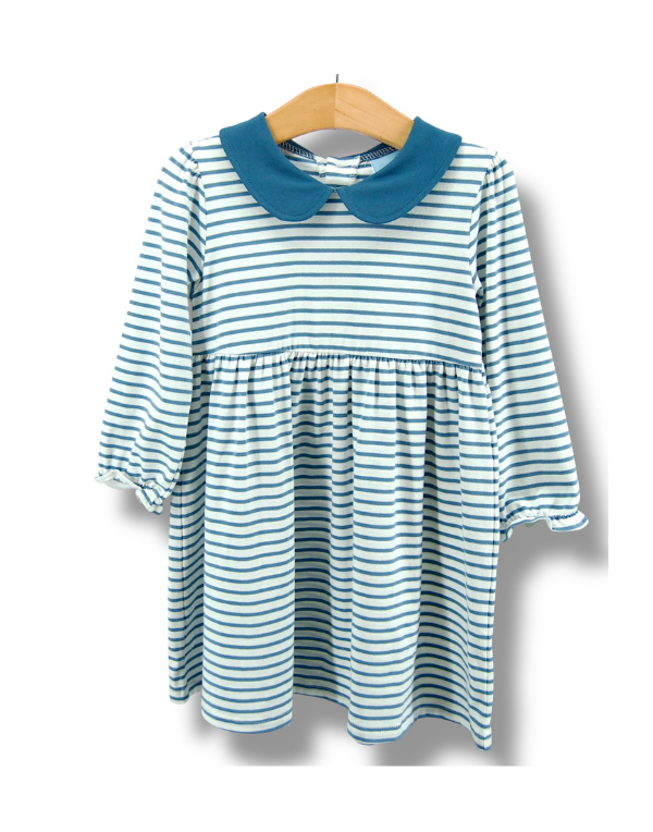 Skylar L/S Dress Blue and White