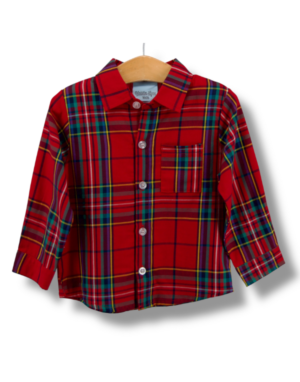 Red Plaid Boys Button Down Shirt