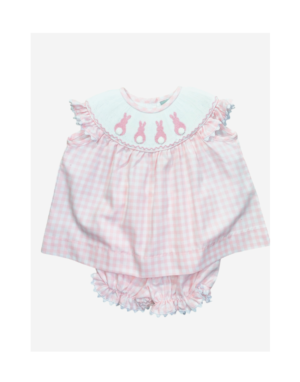Girls Smocked Bunny Bloomer Set