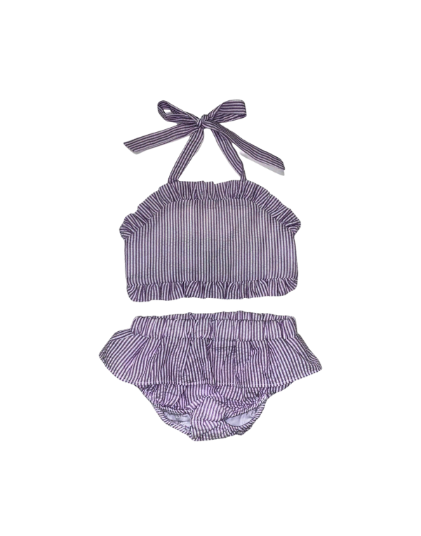 Girl Purple Seersucker Swimsuit