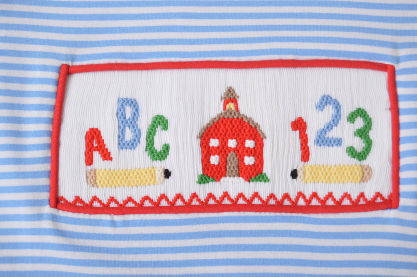 School Days Smocked Girls Romper