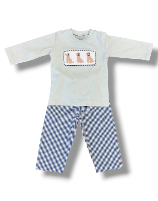 Puppy Smocked Boys Pant Set
