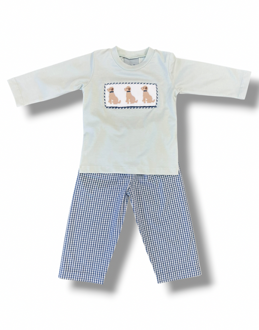 Puppy Smocked Boys Pant Set