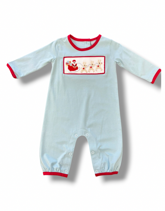 Santa's Coming Smocked Boys Romper