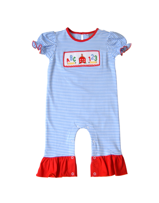 School Days Smocked Girls Romper