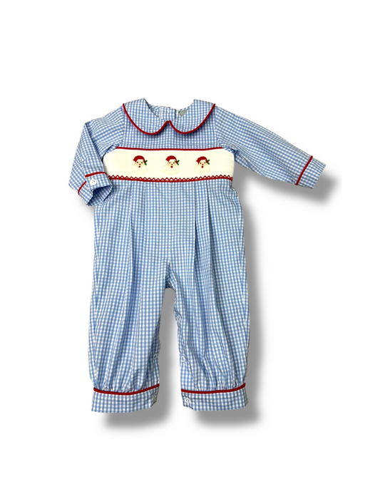 Santa Smocked Boys Bubble Longall