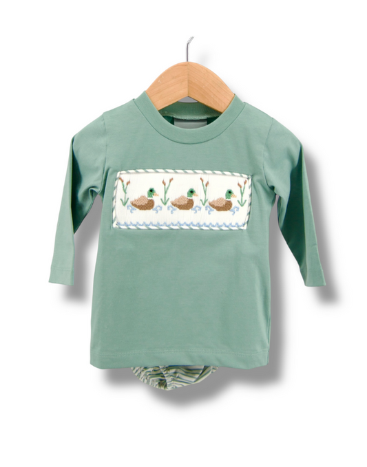 Mallard Smocked Boys Diaper Set