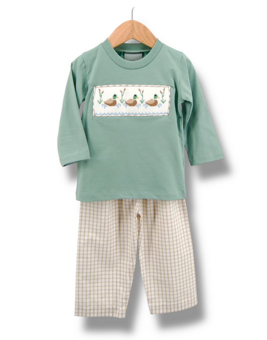Mallard Smocked Boys Pant Set