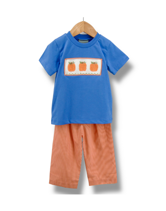 Pumpkin Smocked Boys Pant Set