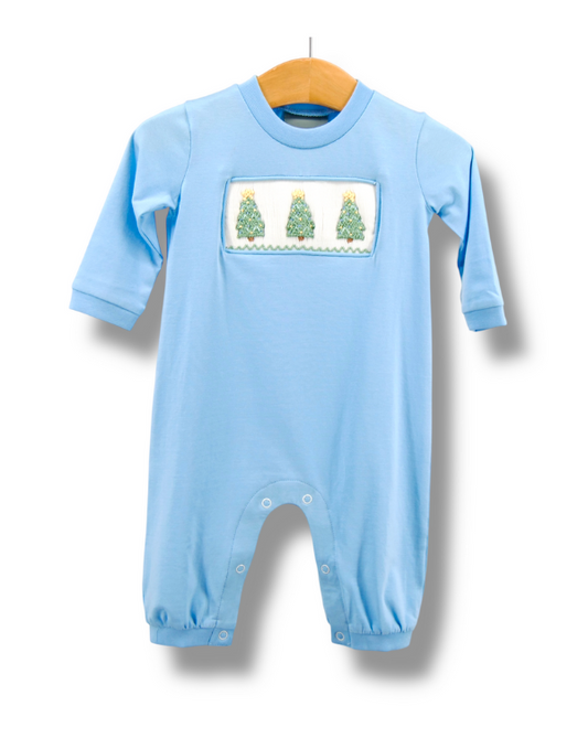 Christmas Tree Smocked Boys Romper