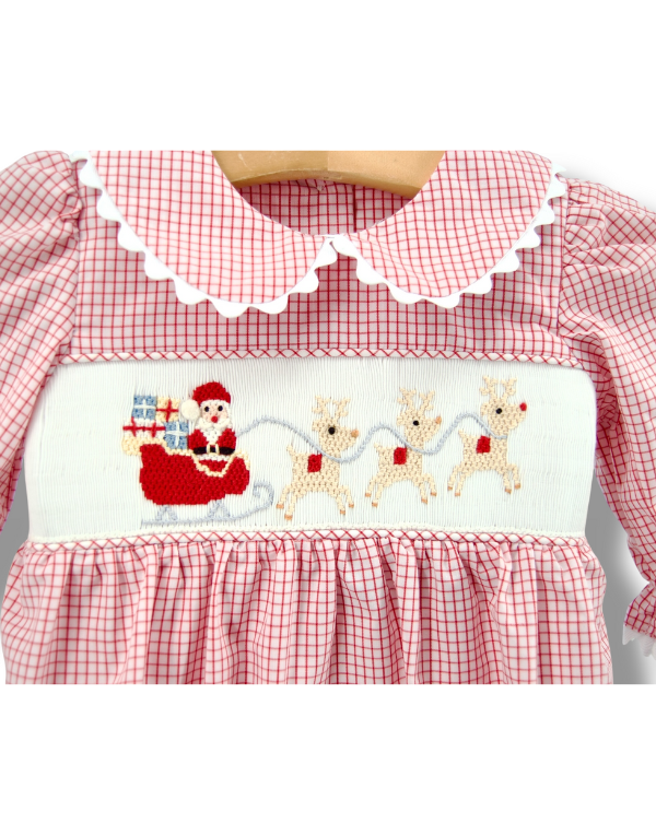 Santa's Coming Smocked Girls Bubble