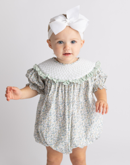 Fall Floral Smocked Bubble