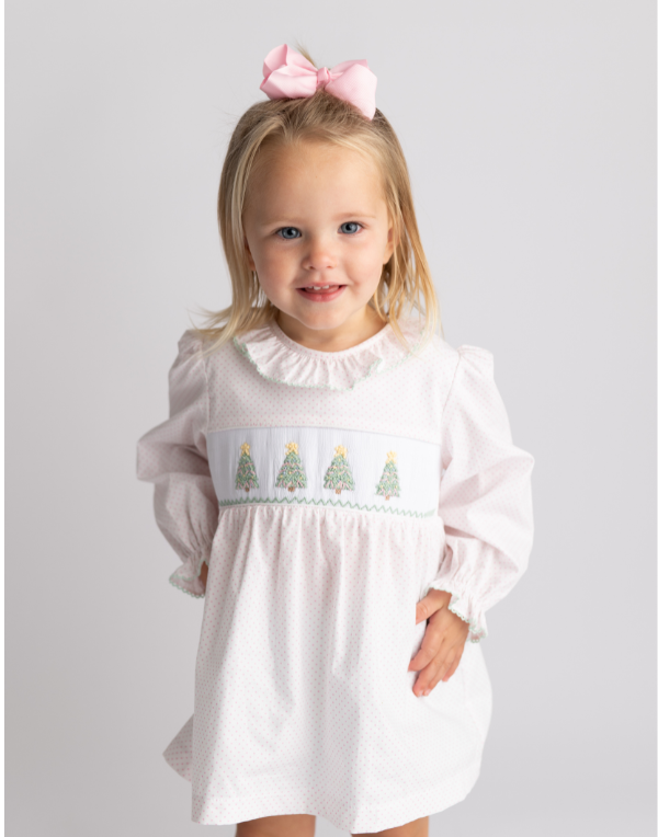 Christmas Tree Smocked Bloomer Set