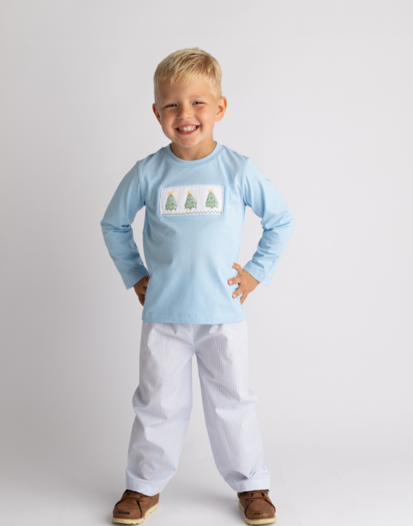 Christmas Tree Smocked Boys Pant Set