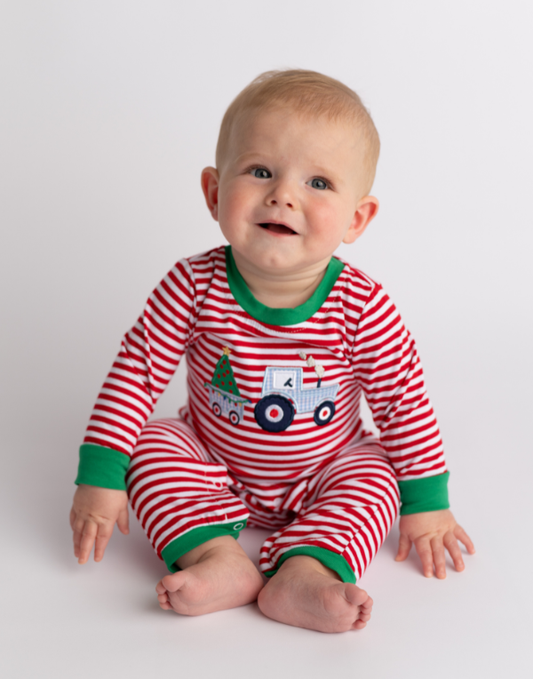 Christmas Tractor Boys Romper