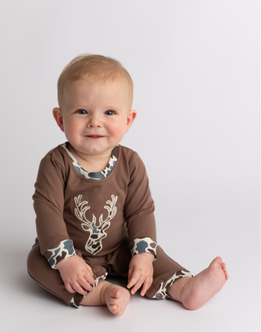 Camo Deer Boys Romper