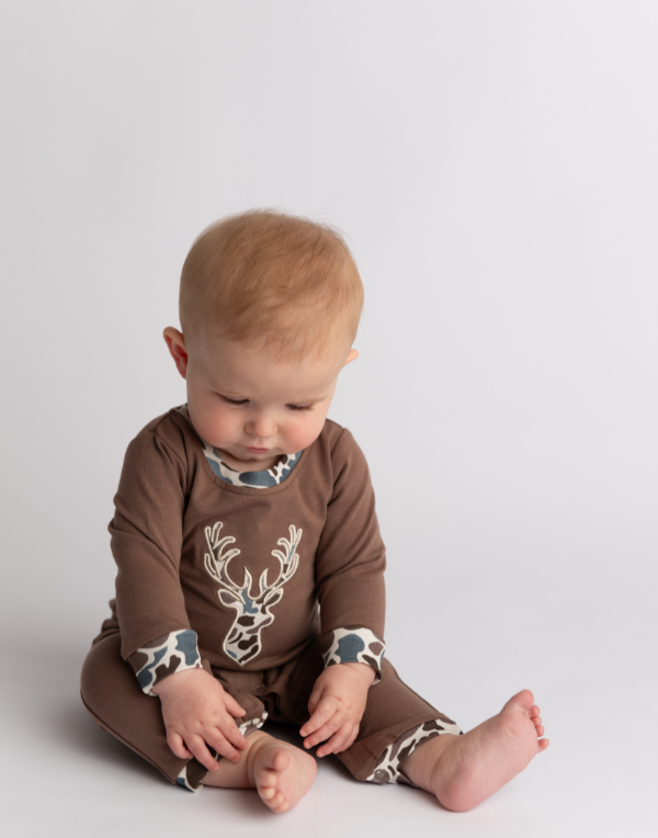 Camo Deer Boys Romper