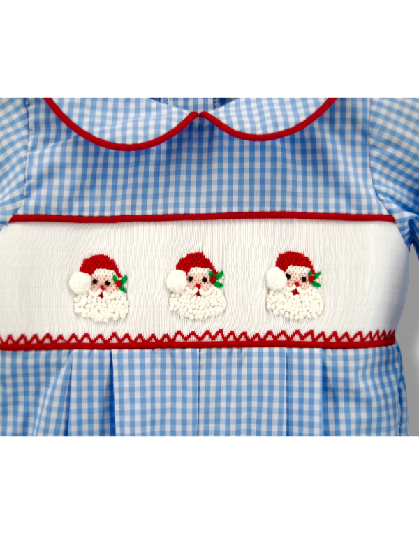 Santa Smocked Boys Bubble Longall
