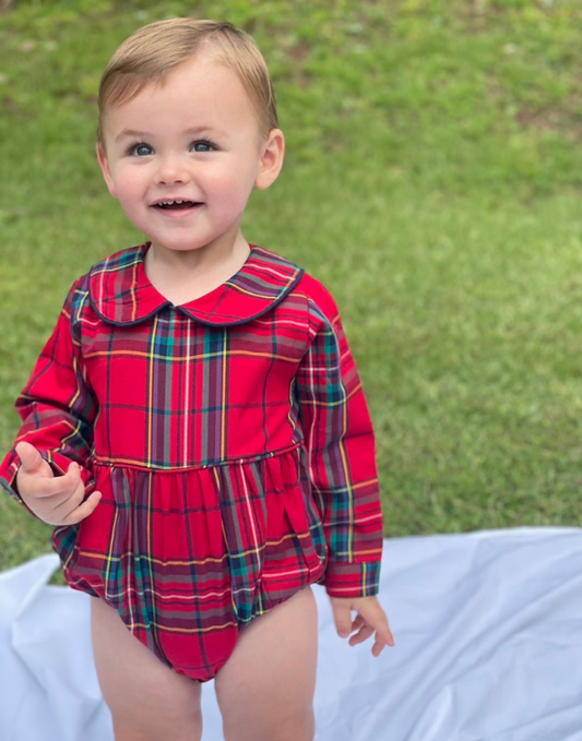 Red Plaid Boys Bubble