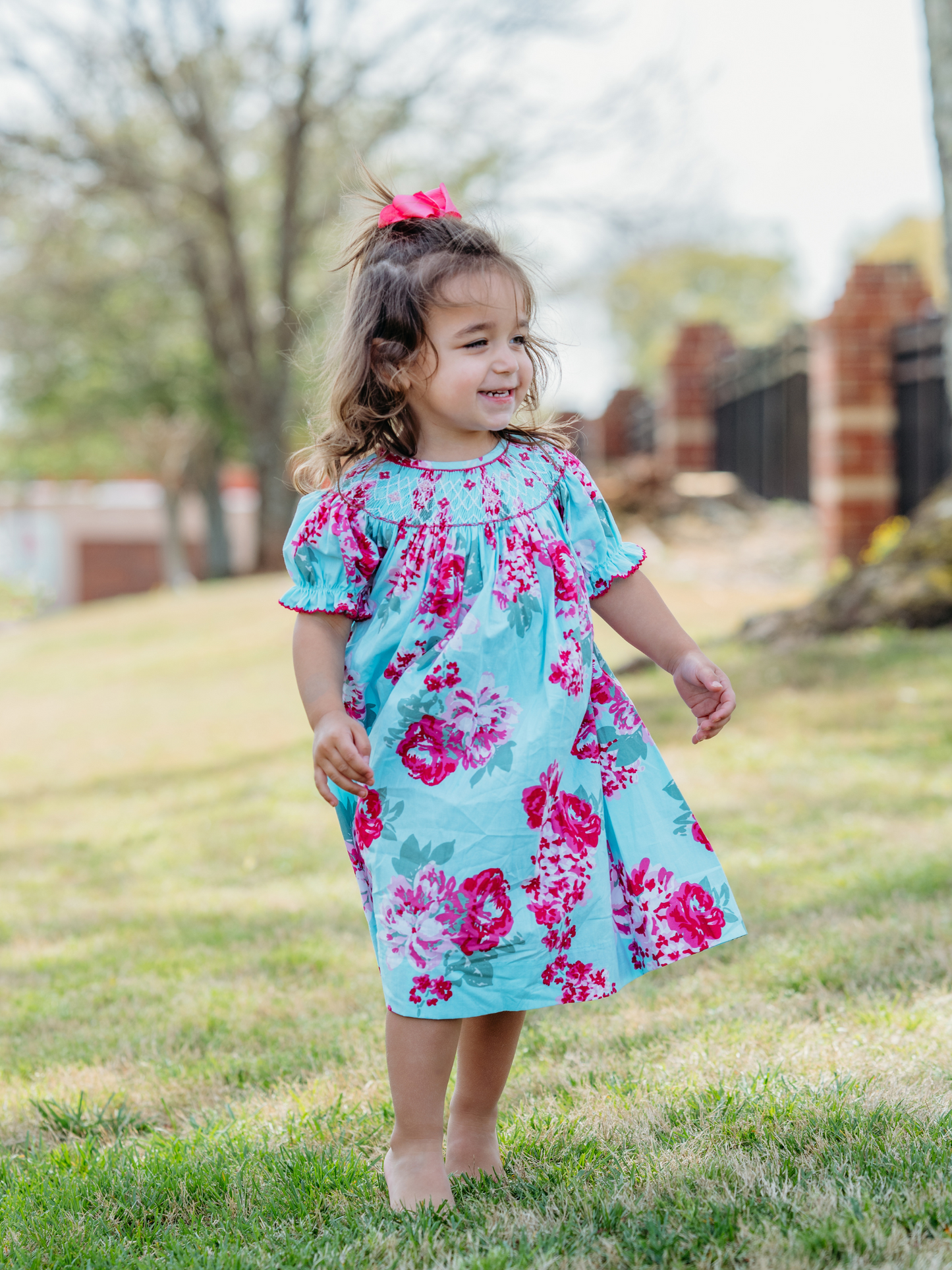 Pink Petals Smocked Bishop