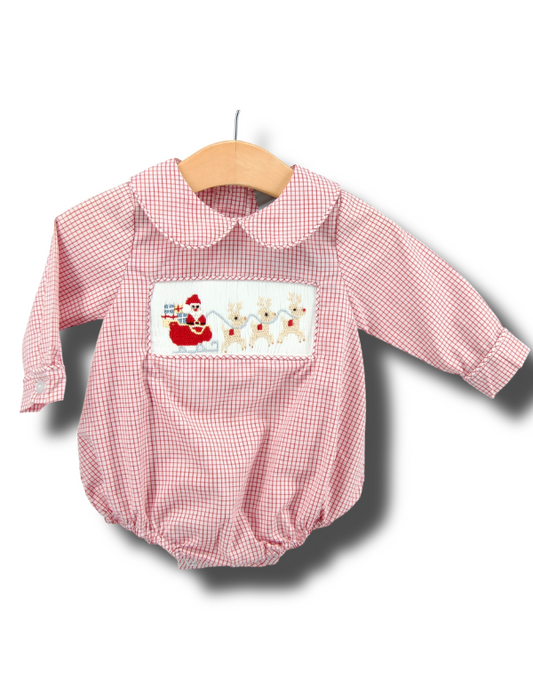 Santa's Coming Smocked Boys Bubble