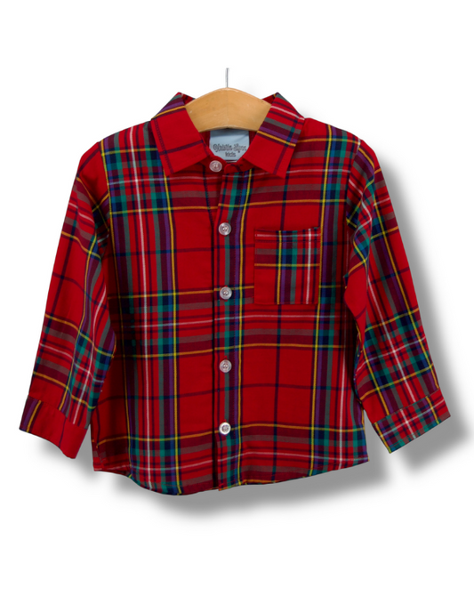 Red Plaid Boys Button Down Shirt