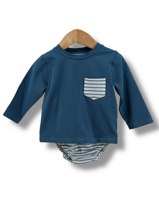 Asher L/S Diaper Set Blue