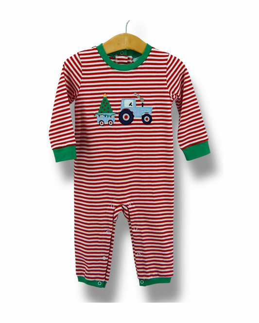 Christmas Tractor Boys Romper