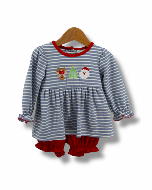 Christmas Time Girls Bloomer Set