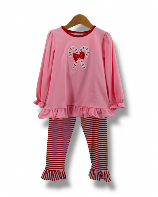 Candy Cane Ruffle Pant Set