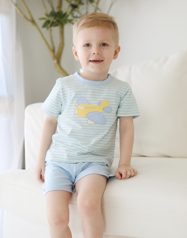 Airplane Applique Short Set