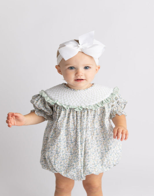 Fall Floral Smocked Bubble